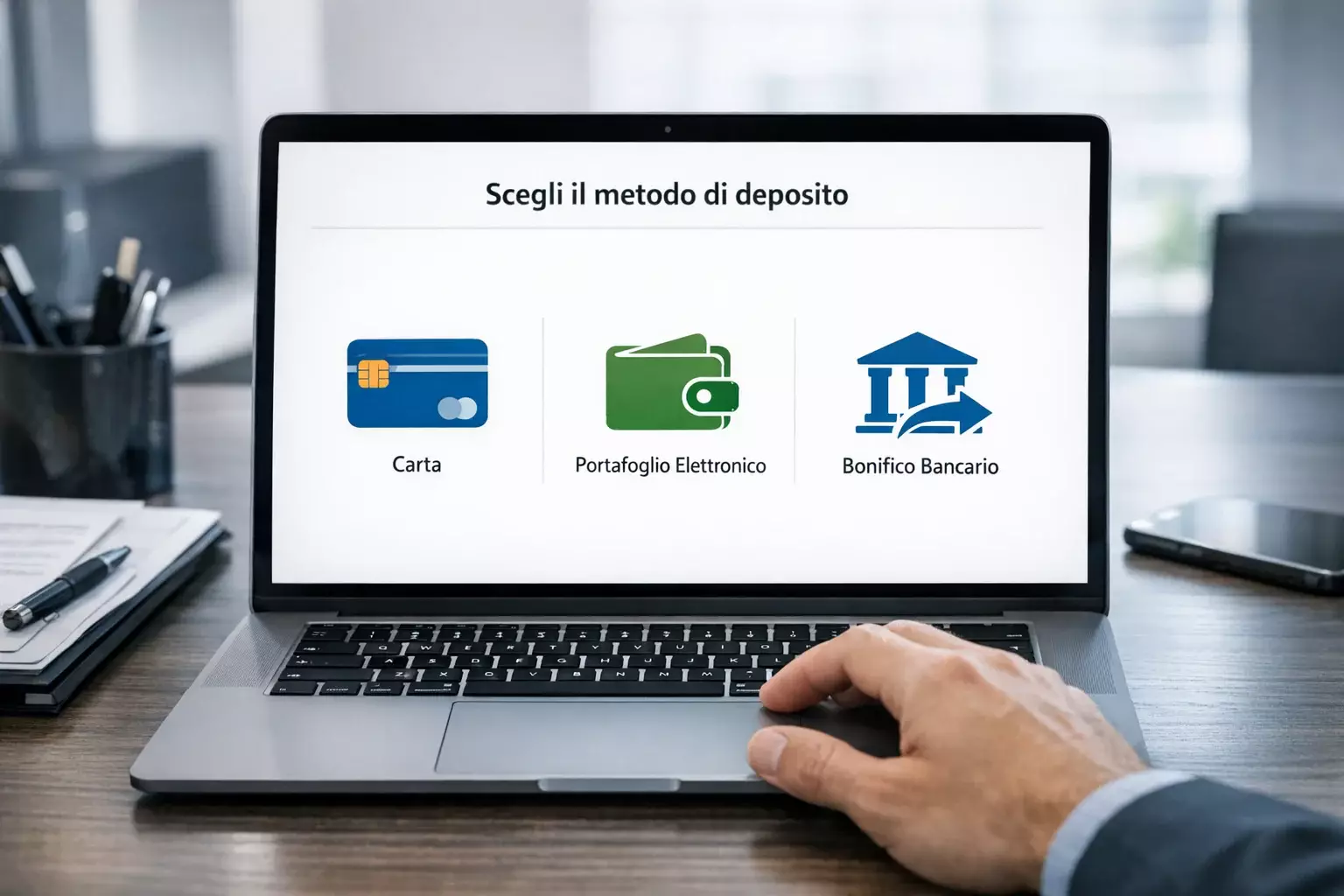 Lista di loghi generici di pagamento su schermo laptop