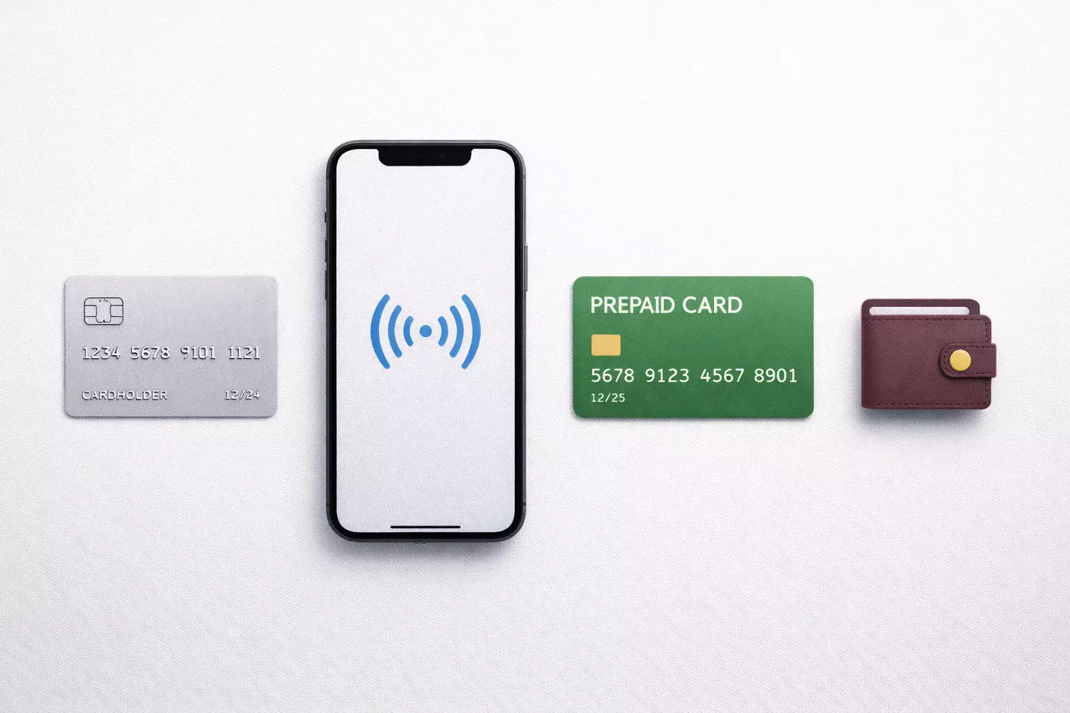 Diverse carte e smartphone disposti su superficie chiara