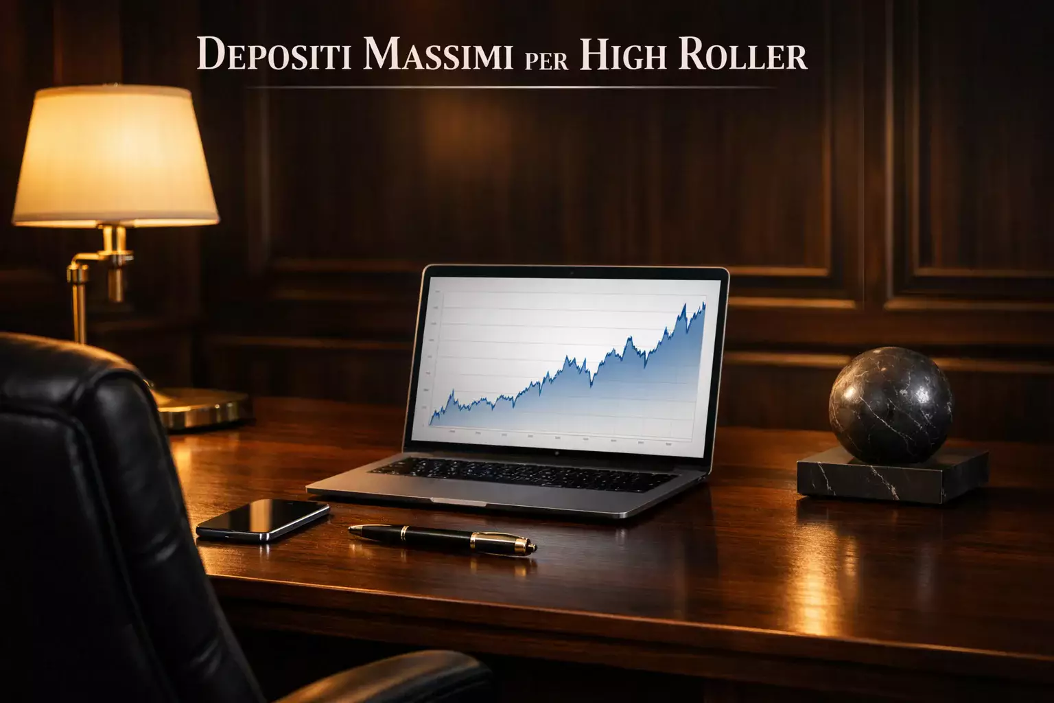 Scrivania elegante con laptop premium e accessori di lusso, atmosfera business