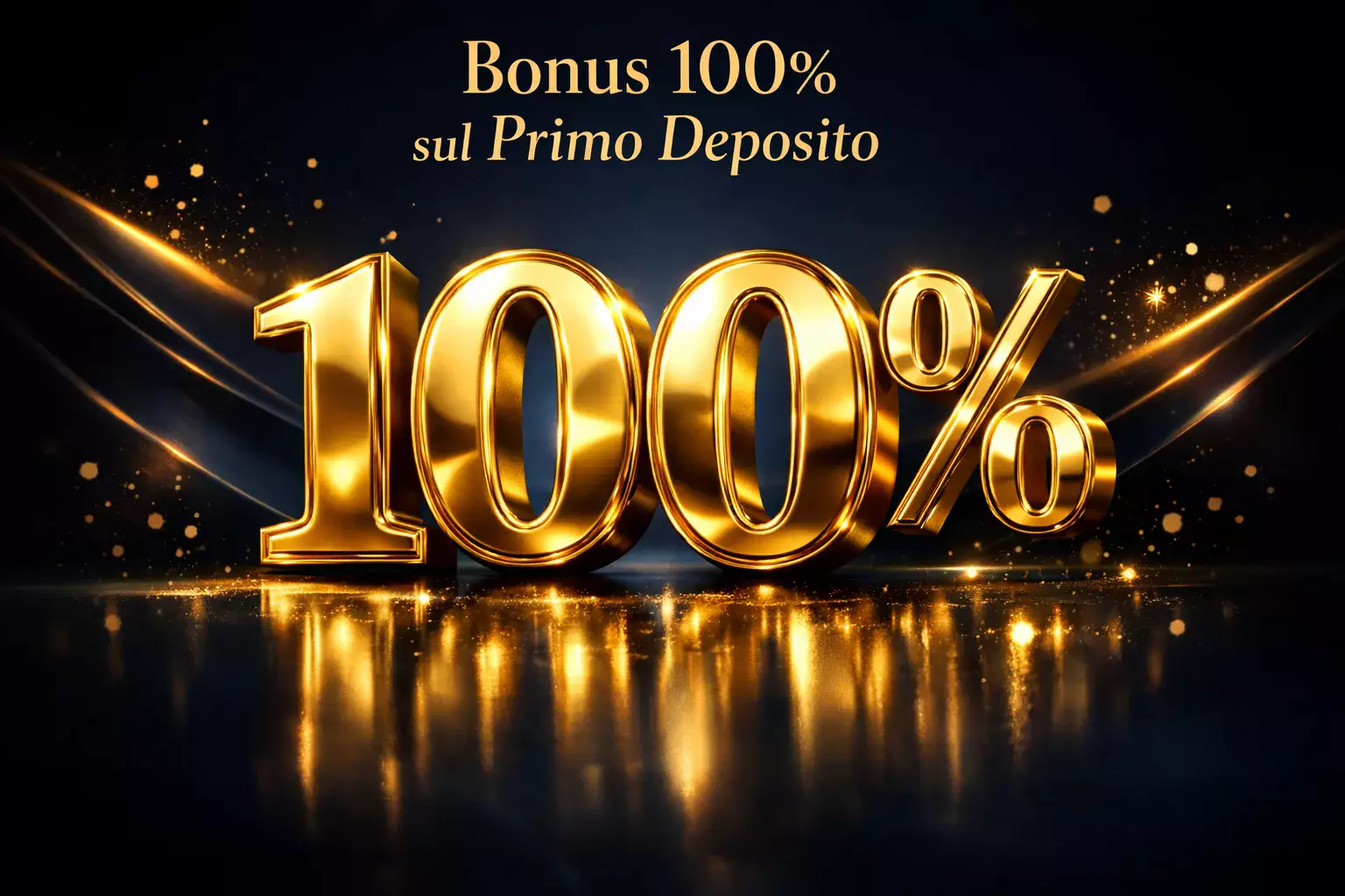 Numero 100% tridimensionale dorato su sfondo scuro elegante con riflessi