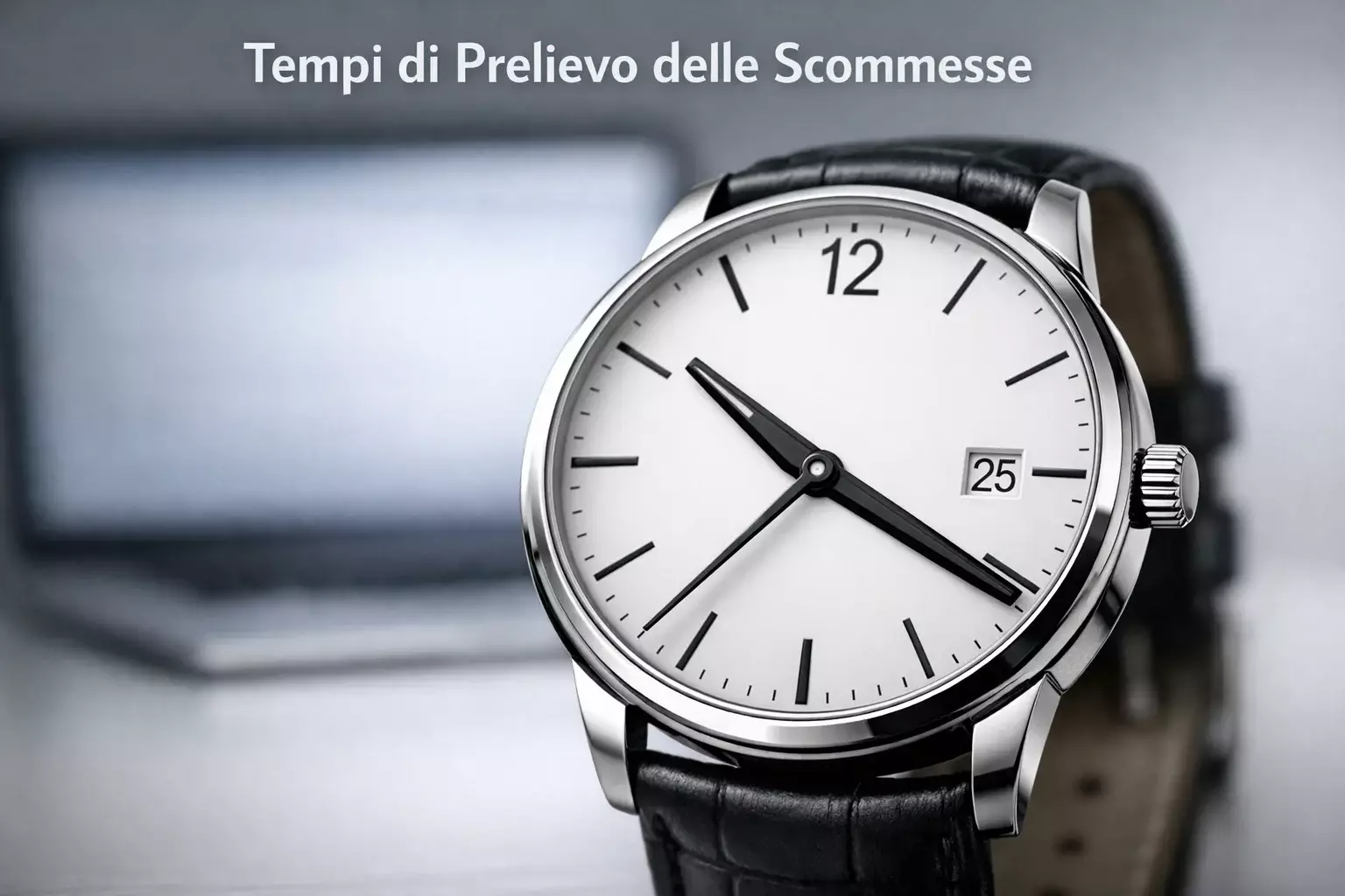 Orologio elegante in primo piano con sfondo sfocato di schermo