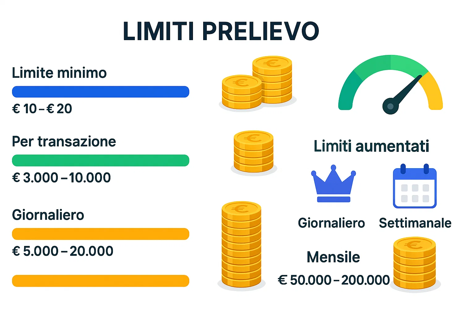 Limiti di prelievo sui siti scommesse: importi minimi, massimi giornalieri, settimanali e mensili
